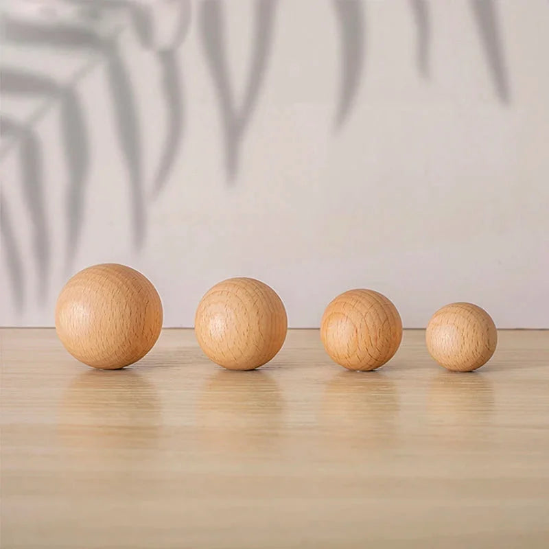 Ball Knob Drawer Pulls Natural Walnut / Ash / Beech Decor Ball Kitchen Cabinet Handles Simple Wooden Furniture Hardware-Letifly Lights and Decor