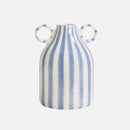 Ceramic Vase Double Ear Striped Glazed Black Blue Abstract Living Room Modern Decor