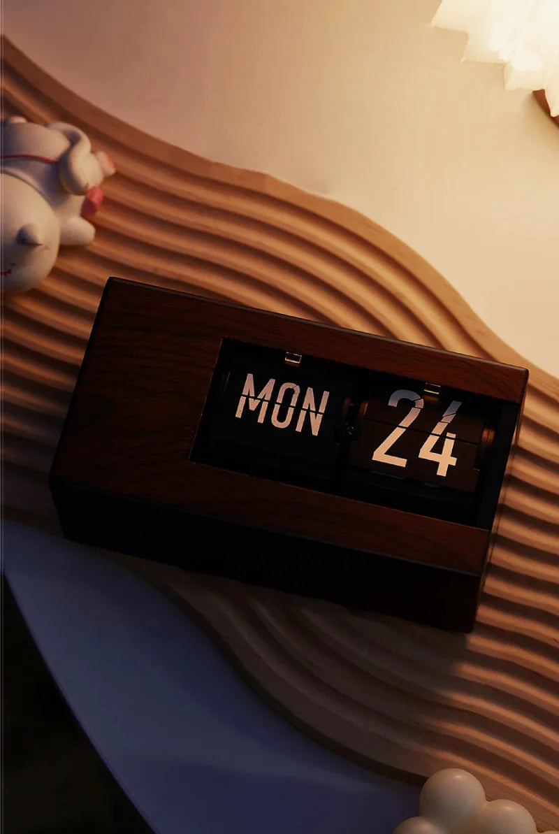 European Style Table Clocks with Calendar Mechanical Page Turning Clock Retro Desktop Clock for Home Living Room Office Decor-Letifly Lights and Decor