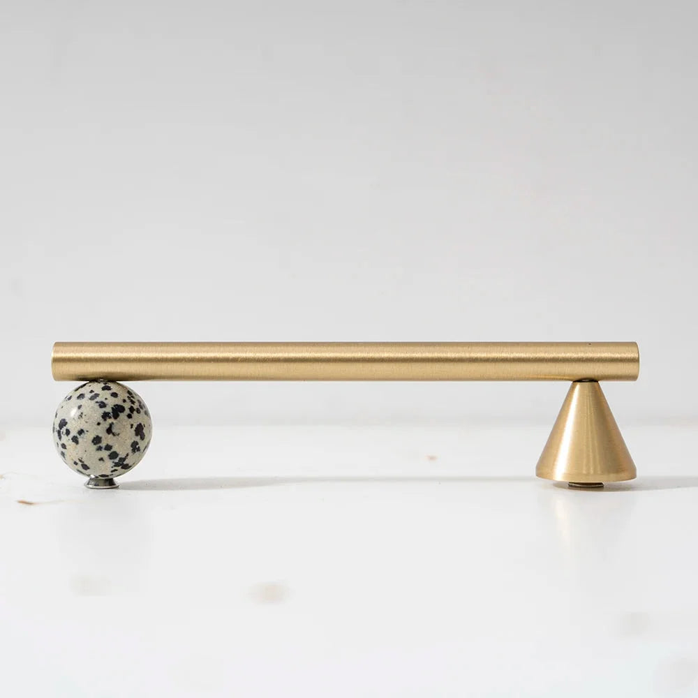 Tinyhob Natural Green Marble Brass Furniture Knob with Plate / Handles for Cabinets and Drawers Knobs Wardrobe Pulls-Letifly Lights and Decor