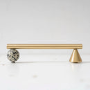 Tinyhob Natural Green Marble Brass Furniture Knob with Plate / Handles for Cabinets and Drawers Knobs Wardrobe Pulls-Letifly Lights and Decor