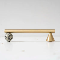 Tinyhob Natural Green Marble Brass Furniture Knob with Plate / Handles for Cabinets and Drawers Knobs Wardrobe Pulls-Letifly Lights and Decor