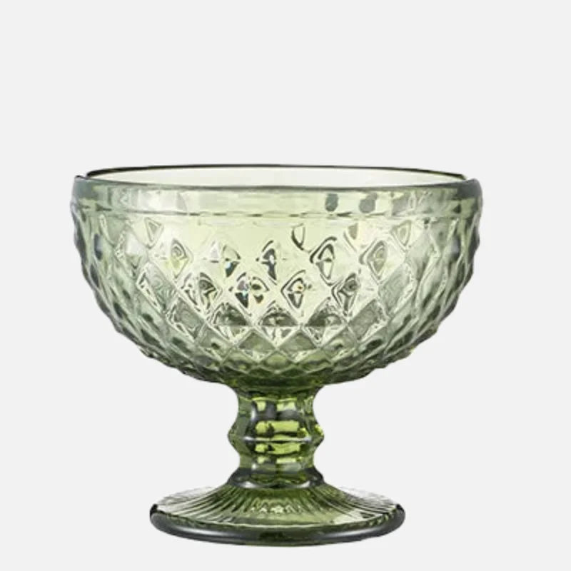 1 PC Vintage Embossed Solid Colored Goblet 300ml 10oz Glasses Goblets Stemware Ice Cream Dessert Cocktail Glass Cup Table Decor-Letifly Lights and Decor