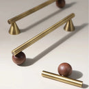 Bronze Brass + Walnut Wood Cabinet Handle and Knob Drawer Knobs T Bar Bedroom Kitchen Cupboard Hardware / Drawer Handles-Letifly Lights and Decor