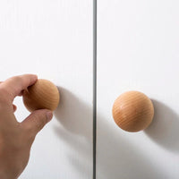 Ball Knob Drawer Pulls Natural Walnut / Ash / Beech Decor Ball Kitchen Cabinet Handles Simple Wooden Furniture Hardware-Letifly Lights and Decor