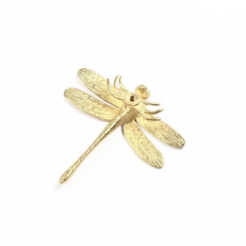 1Pc Dragonfly Brass Handle Pure Copper Drawer Cabinet Door Knob Diy Gold Furniture Pulls Handles-Letifly Lights and Decor