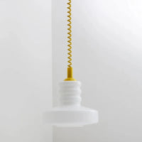 Vintage glass suspension lamp, retro creative white milk glass chandelier with coiled cord, Chromatic Coil Lamp for living room kitchen decor