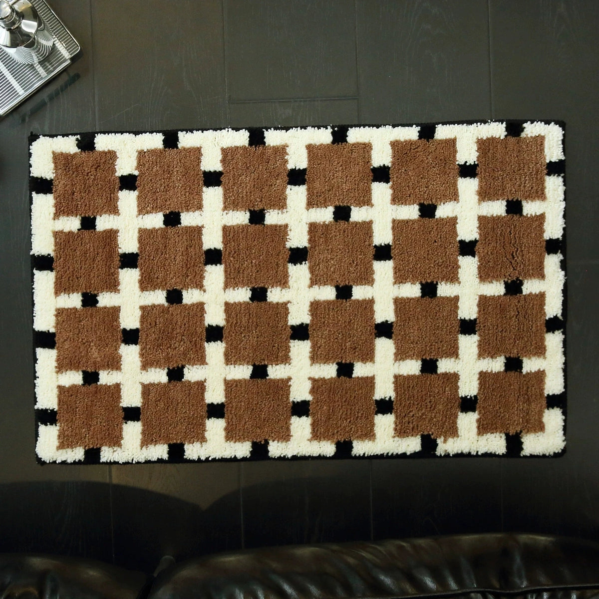 Vintage Tufting Geometric Bathroom Mat Soft Tufted Maillard Bedroom Carpet Bedside Rug Floor Non Slip Pad Aesthetic Home Decor-Letifly Lights and Decor