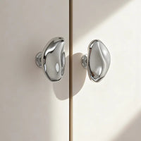 Letifly Lights & Decor - Molten Pebble Cabinet Knob - Sculptural Metal Cabinet Hardware in Brass Chrome and Satin Nickel
