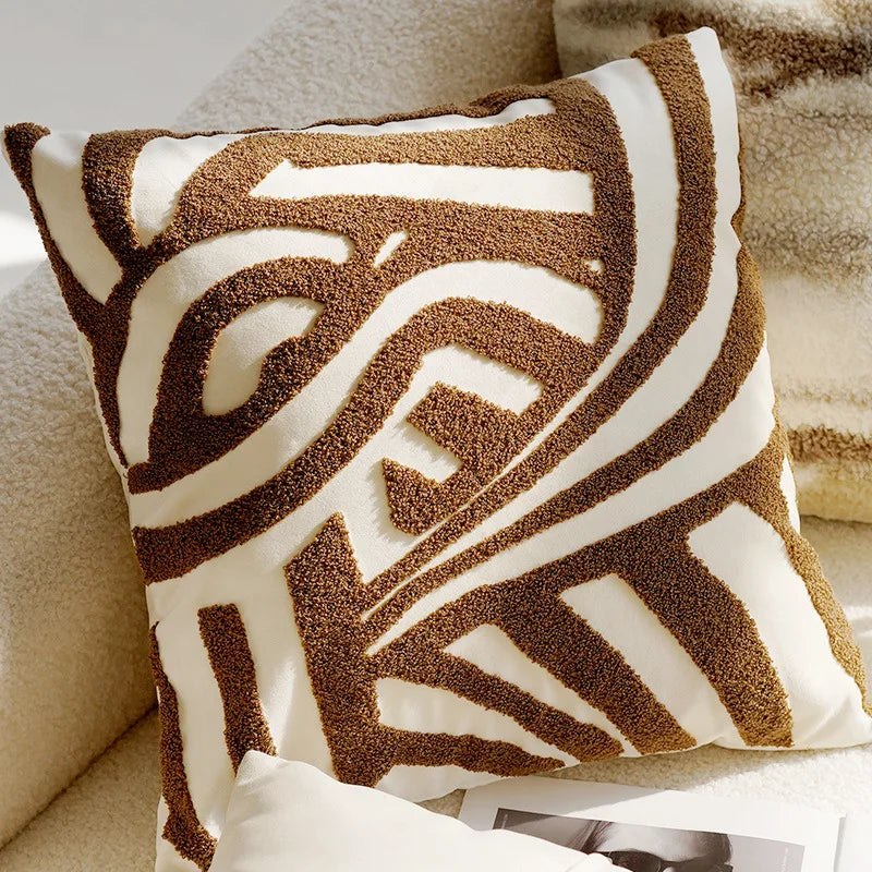 textured neutral throw pillow cover tufted cotton decorative cushion