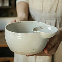 Letifly Lights & Decor - The Bistro Dip Bowl - Handcrafted ceramic snack bowl with integrated dipping compartment and speckled glaze finish