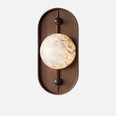 Marble Wall Lamp Sculptural Wood Frame Minimalist LED Japanese Modern Indoor Accent Lighting