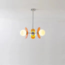 Retro glass globe chandelier with amber panels mid-century modern dining room light
