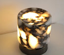 Marble LED bedside lamp soft glow sculptural natural stone cylinder and globe night light