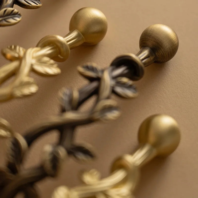 Santaya Brushed Brass Handles Vine-shaped for Kitchen Cabinets Bedroom Wardrobe Drawer Knobs and Furniture Handle-Letifly Lights and Decor
