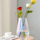 Glass Vase Amber Smoke Iridescent Decorative Modern Transparent Flower Arrangement Tabletop Decor