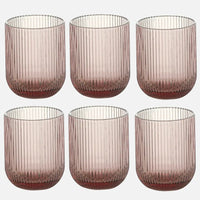 Pack of 6 Simple Vertical Striped Drinking Whiskey Glass Jars Luxury Ribbed Glass Candle Holder Container For Home Decor-Letifly Lights and Decor