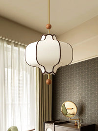 Retro Fabric Lampshade Pendant Light Japan Circular LED for Room Dining Table Apartment Wooden Ball Lighting Fixtures E27-Letifly Lights and Decor