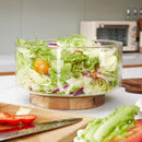 Glass Fruit Bowl Creative Large Salad Bowl Wood Base Snacks Popcorn Nuts Storage Bowls Home Christmas Snack Storage Container-Letifly Lights and Decor