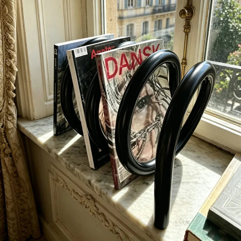 1pc Modern Metal Orange Rotating Spiral Bookstand Desktop File Organizer Holder For Books Documents Office Home Study Use-Letifly Lights and Decor