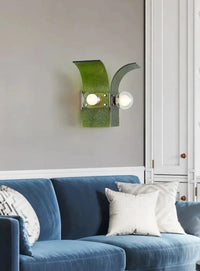 Letifly Lights & Decor - Verdant Curve Wall Sconce - Textured Glass Wall Sconce Curved Design Mid Century Modern Ambient Lighting
