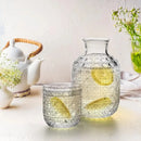 Bedside Carafe Pitcher And Water Glass Tumbler Set Vintage Glass Water Pitcher With Cup Set For Bedroom Retro Relief Patterns-Letifly Lights and Decor