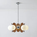 Retro glass globe chandelier with amber panels mid-century modern dining room light