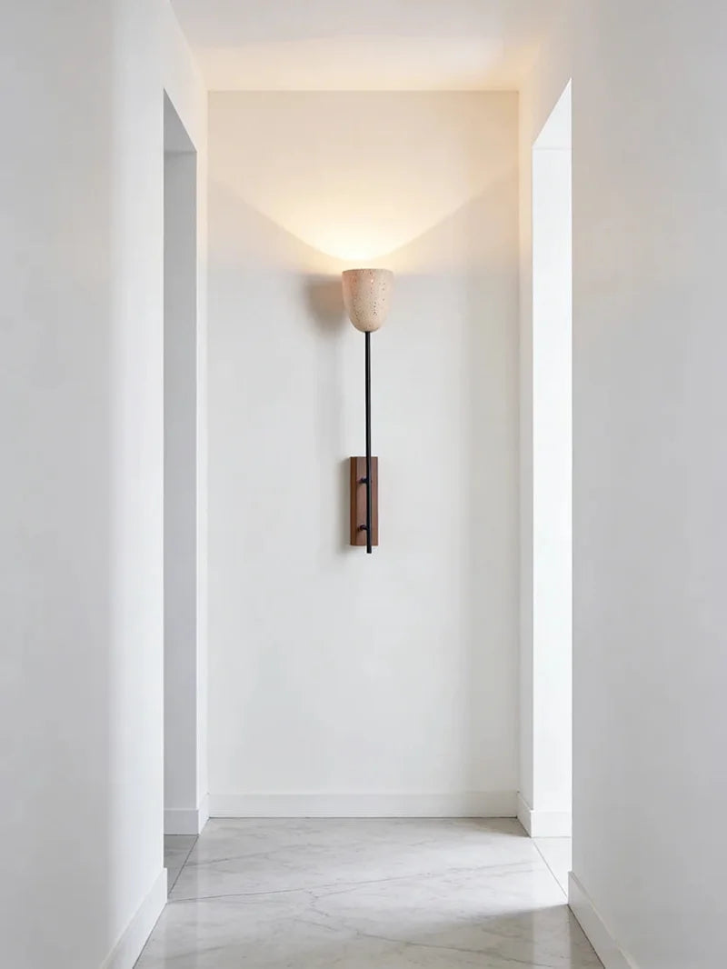 American Retro Style Wall Lamp Natural Stone E27 Bulb For Living Room Bedroom Hotel Wood Base Home Decor Sconce-Letifly Lights and Decor