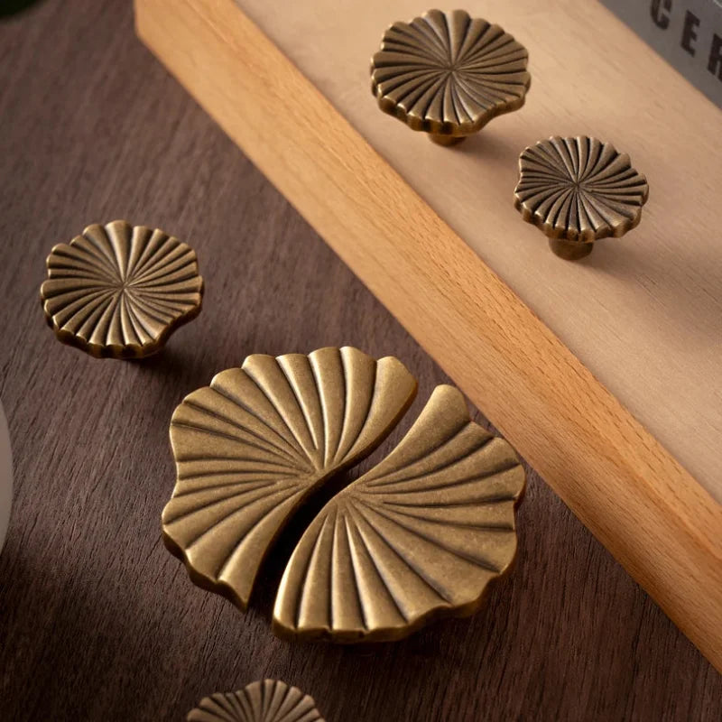 SBrass Cabinet Pulls Cup Flat Vintage Drawer Pulls Kitchen Cupboard Bathroom Dresser Cabinet Knob Hardware Antique Brass Handles-Letifly Lights and Decor