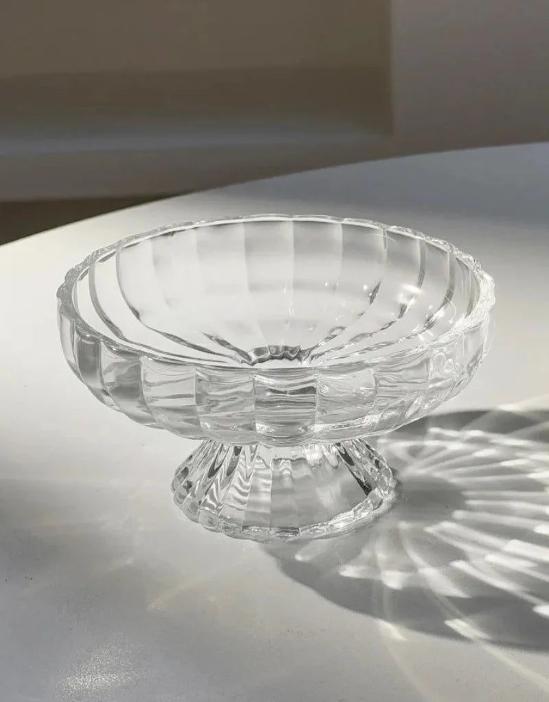 Glass Serving Dish with A Stand Snack Plates ,Snack and Candy Platter, Ice Cream Bowl,Yogurt Snack Dish Bar Dinnerware Plates-Letifly Lights and Decor