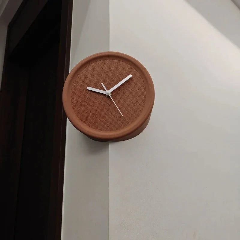 Ins Quiet Wall Clock 8inch Non-Ticking Punch-Free Corner Wall Clock Wall Decor Bedroom Technology Luxury Art Home Decoration-Letifly Lights and Decor