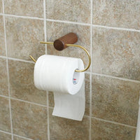 Wood Toilet Paper Holder No Drill Kitchen Storage Brass Towel Hanger Bathroom Accessories Self-Adhesive Wall Mounted Tissue Rack-Letifly Lights and Decor