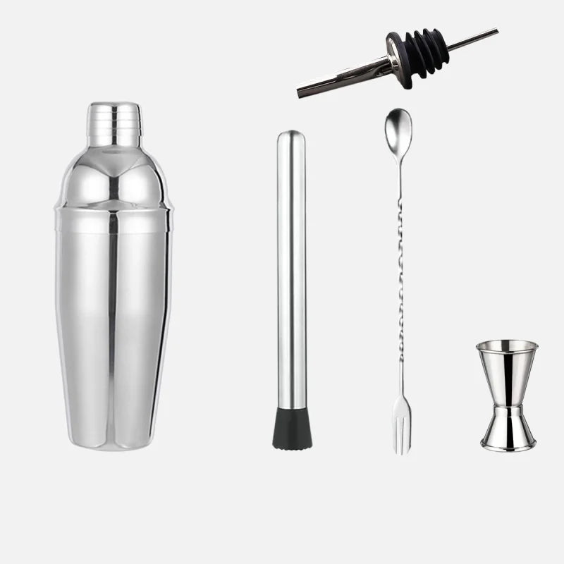 5-Piece Stainless Steel Cocktail Shaker set 700ml Bartender Kit Cocktail Tools Set Cocktail Shaker-Letifly Lights and Decor