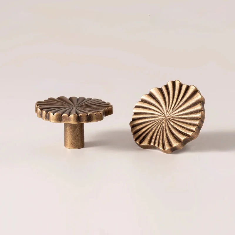 SBrass Cabinet Pulls Cup Flat Vintage Drawer Pulls Kitchen Cupboard Bathroom Dresser Cabinet Knob Hardware Antique Brass Handles-Letifly Lights and Decor