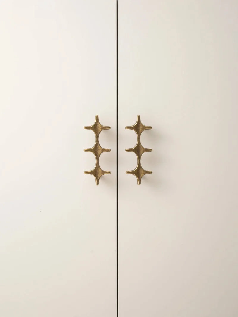 Letifly Lights & Decor - Crossbeam Brass Knobs - Sculptural Brass Cabinet Knobs Cross Shape Antique Gold Black Polished Chrome Hardware