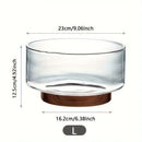 Glass Fruit Bowl Creative Large Salad Bowl Wood Base Snacks Popcorn Nuts Storage Bowls Home Christmas Snack Storage Container-Letifly Lights and Decor