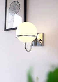 Kinetic Orb Wall Light - Letifly Lights and Decor - Modern Wall Light Glass Orb Curved Metal Arm Bauhaus Style Ambient Lighting