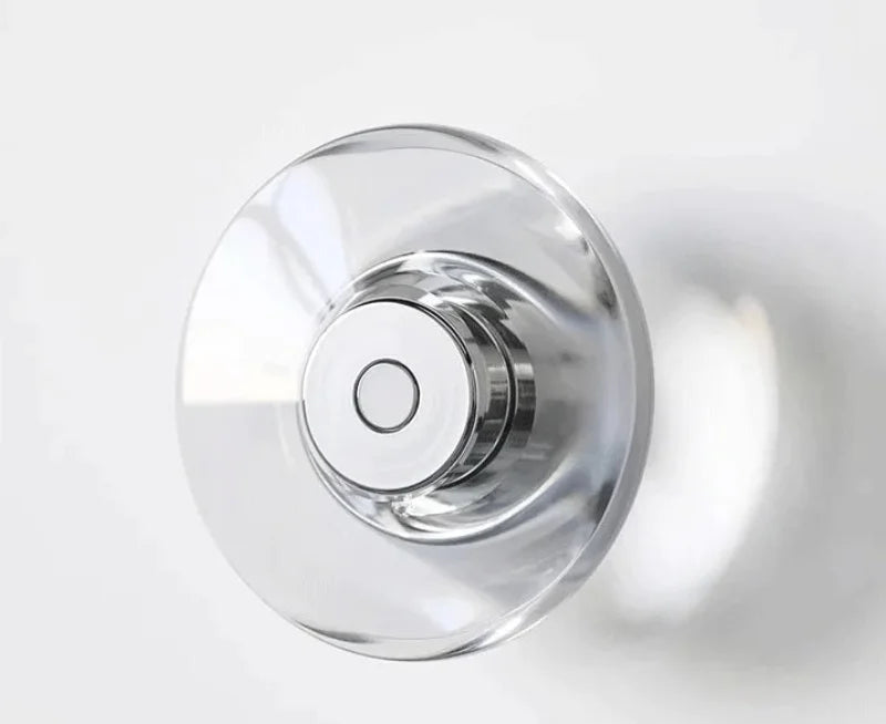 Modern round crystal LED wall sconce clear glass chrome mirror finish minimalist Italian lighting