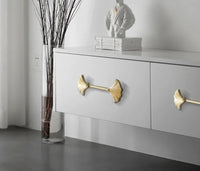Ginkgo Leaf Brass Cabinet Door Handle Creative Personality Solid Wardrobe Nordic Gold Drawer Cabinet Handle Home Hardware-Letifly Lights and Decor