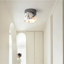 Vena Marble round natural stone ceiling light, retro translucent marble art deco ceiling lamp for Nordic home entrance, hallway, and modern decor
