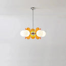 Retro glass globe chandelier with amber panels mid-century modern dining room light