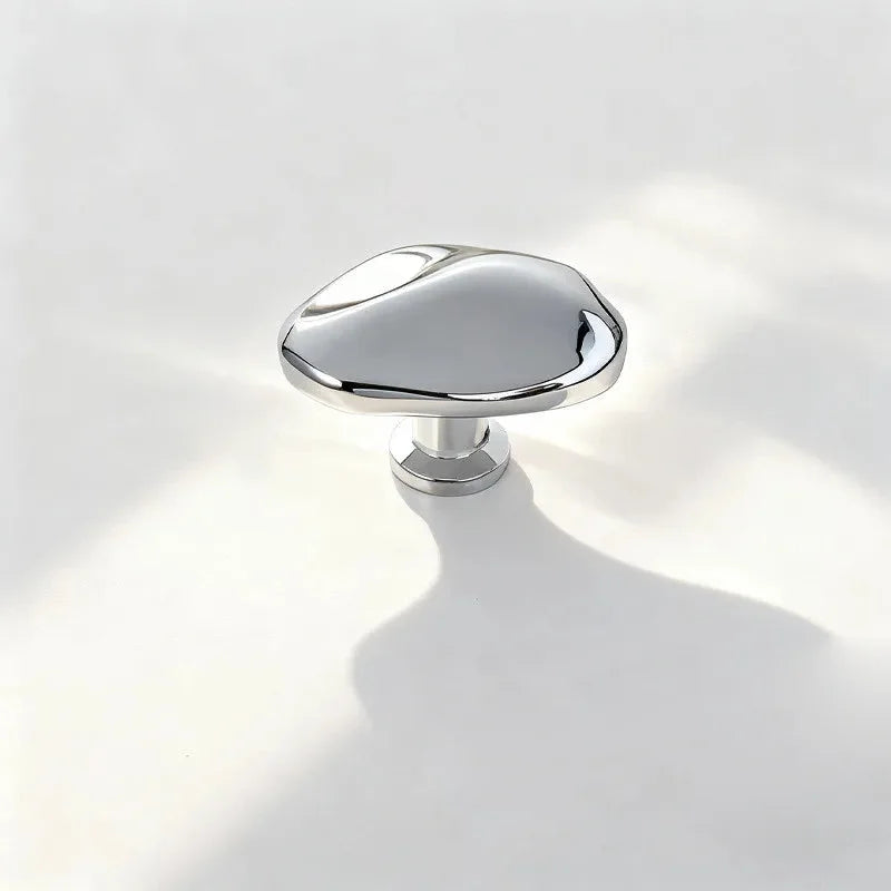 Letifly Lights & Decor - Molten Pebble Cabinet Knob - Sculptural Metal Cabinet Hardware in Brass Chrome and Satin Nickel