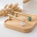 Tinyhob Natural Green Marble Brass Furniture Knob with Plate / Handles for Cabinets and Drawers Knobs Wardrobe Pulls-Letifly Lights and Decor
