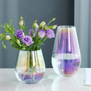 Glass Vase Amber Smoke Iridescent Decorative Modern Transparent Flower Arrangement Tabletop Decor