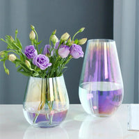 Glass Vase Amber Smoke Iridescent Decorative Modern Transparent Flower Arrangement Tabletop Decor
