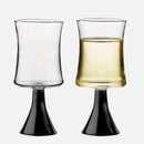 Modern champagne glass black pedestal clear flared goblet machine washable