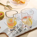 Nordic Lead Free Hammer Pattern Heart Shape Lovely Clear Glass Tumbler Cup with Gold Rim 210ml 7oz Cups for Lovers 1 Pc-Letifly Lights and Decor