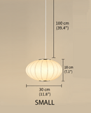 A small hanging pendant light with a ribbed oval shade, shown with dimension labels: 100 cm height, 18 cm shade height, and 30 cm width, on a plain beige background.
