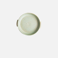 KINGLANG Handmade Rough Pottery Plate Retro Ceramic Household Dishes Japanese Fruit Plate with Handle-Letifly Lights and Decor