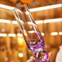 Champagne flute crystal glass colorful gradient faceted orb base modern celebration glass